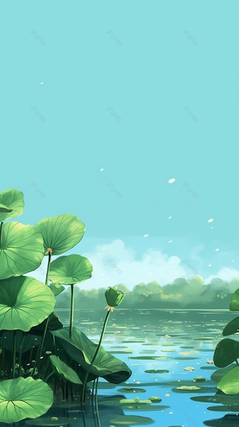 田园风光绿色的荷叶红色的荷花背景,插画/手绘图,插画/手绘图库,插画/手绘图下载,插画/手绘